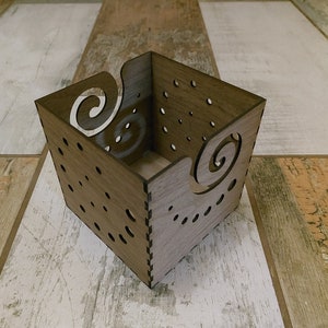 Laser Cut, digitale Datei. Holzhäkelarbeit, Garnhalter, Garnschüssel Strickschale mit Löchern für Stricknadeln. DXF-, SVG-, AI-Datei.