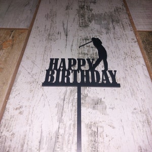 Corte láser, archivo digital. Adorno para tarta de golf de feliz cumpleaños. Archivo SVG,DXF y AI