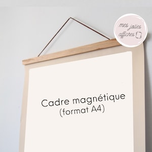 Porte affiche en bois format A4, cadre magnétique image 1