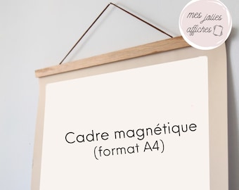 Porte affiche en bois (format A4), cadre magnétique