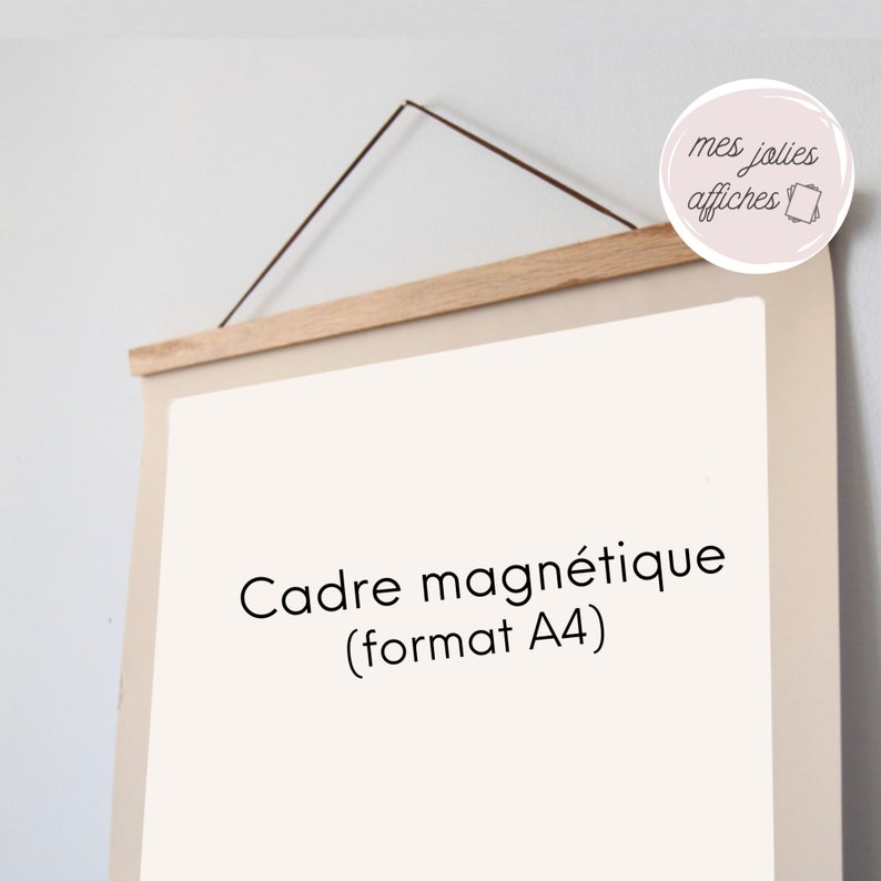 Porte affiche en bois format A4, cadre magnétique image 1