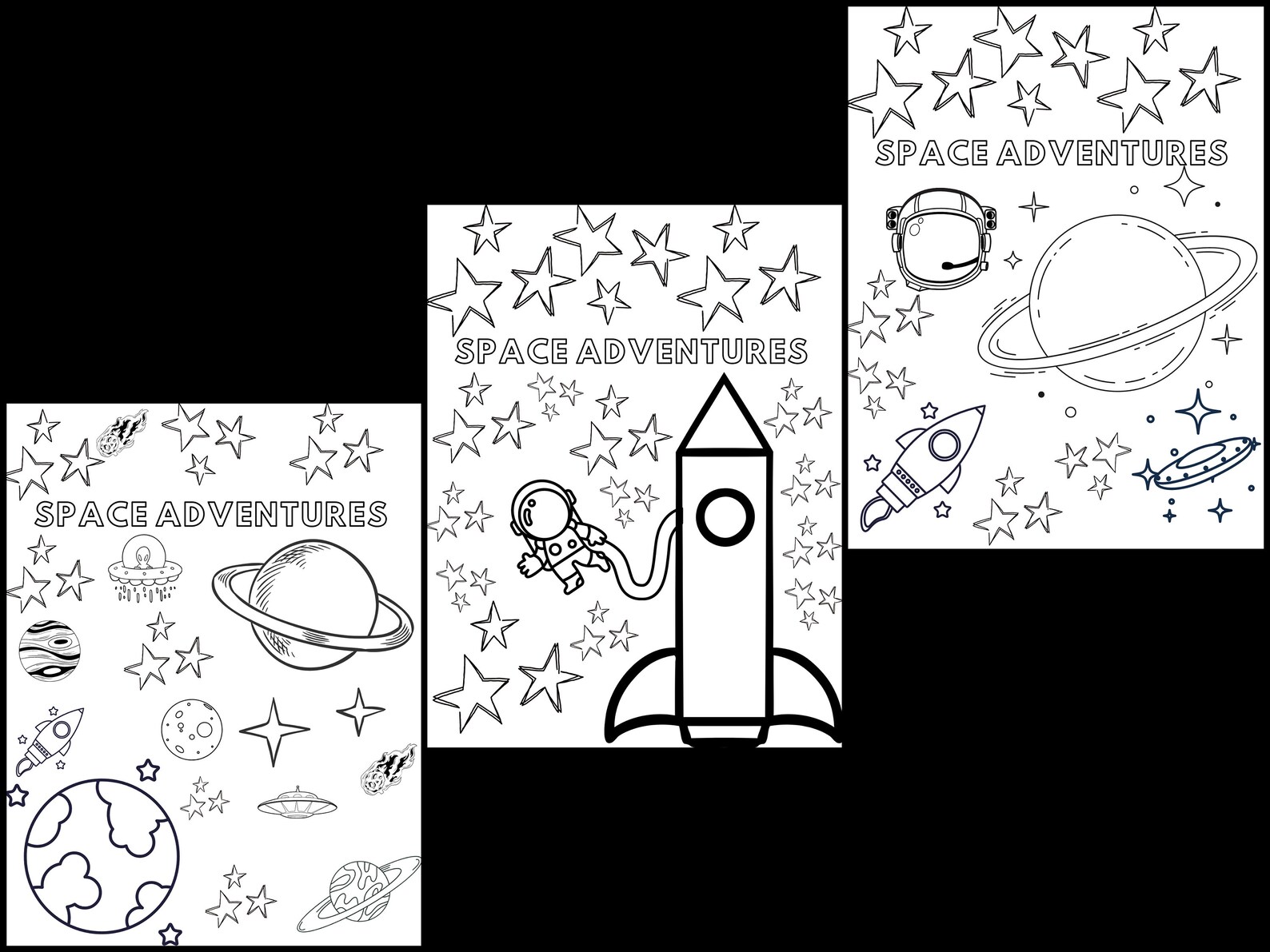 Space Adventures Printable Coloring Pages - Etsy