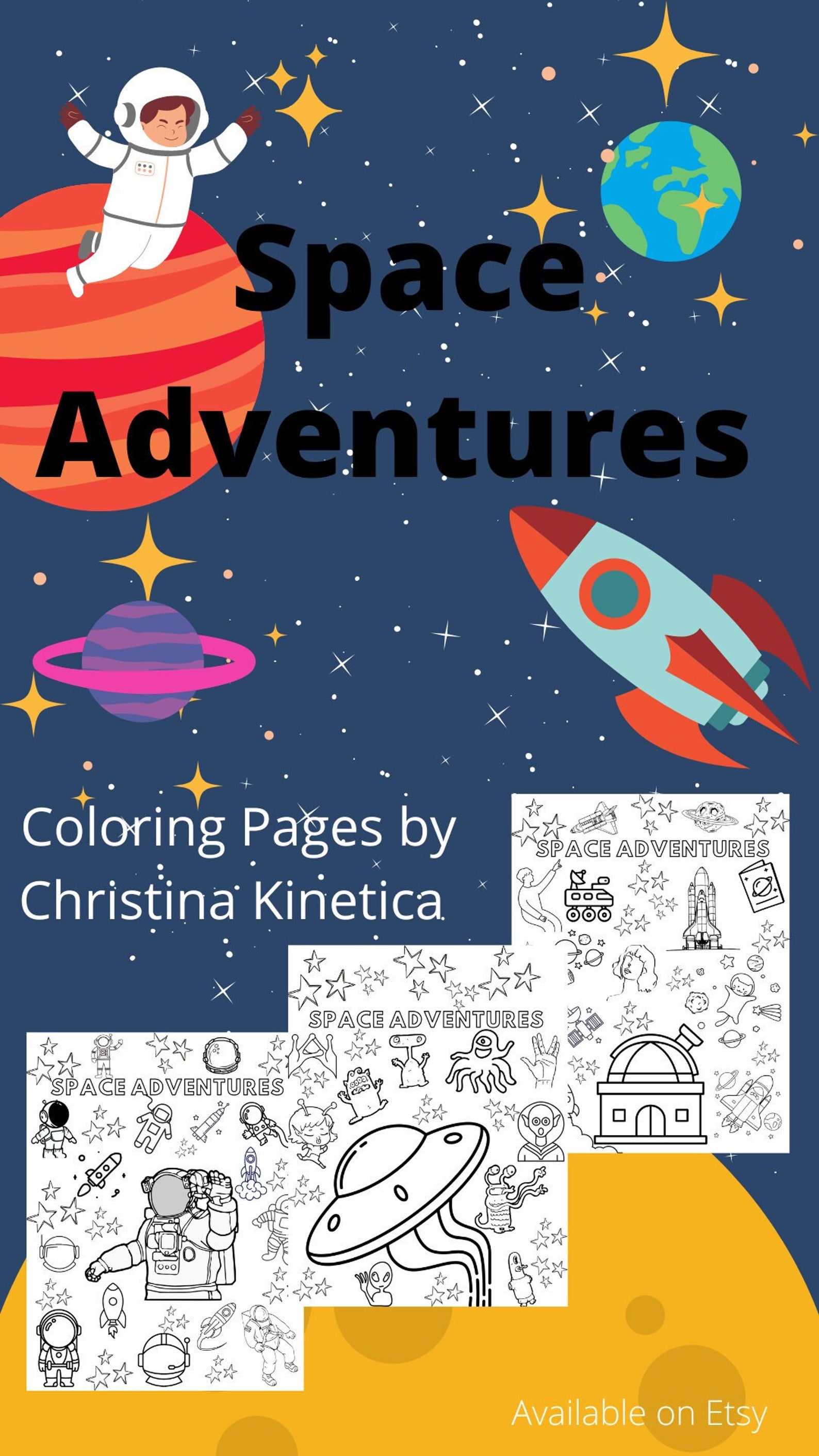Space Adventures Printable Coloring Pages - Etsy