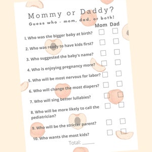 Jogo de mamãe ou papai bebê pêssego; chá de bebê com tema pêssego e gênero neutro
