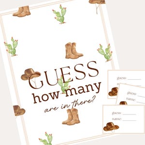 Raad hoeveel snoepjes er in de pot zitten; spel met western cowboy/cowgirl thema; babyshower, vrijgezellenfeest, feestspel