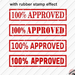 May include: Four red rubber stamps with the text "100% APPROVED" in white letters. The stamps have a distressed, worn look.