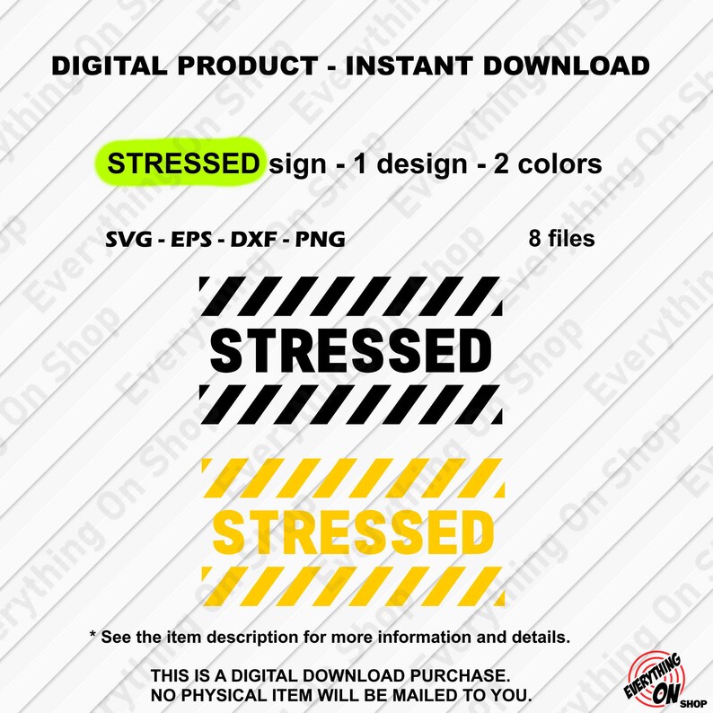 Stressed Colorfull Sign Stressed Sign, Warning Sign, Funny Sign - Svg, Eps, Dxf, Png Files ...