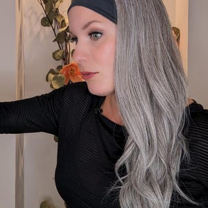 Headband Wig Human Hair | Light Grey | Hand-Tied