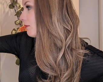 Headband Wig Human Hair | Light Brown | Hand-Tied