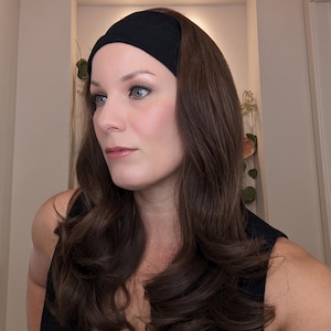 Headband Wig Luxury Synthetic | Medium Brown | Hand-Tied