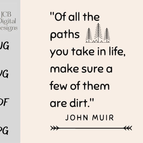 Decal Quote by John Muir, Off the Main Road, Inspirational Minimalist Saying, Explore Outdoors, Take Adventures