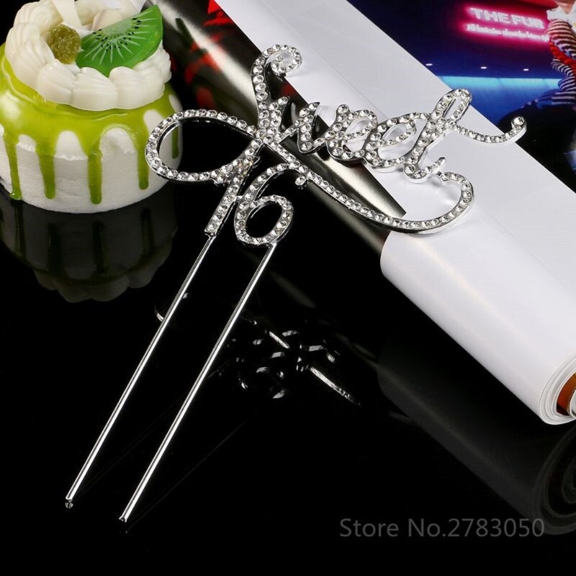 Sweet 16 Rhinestone Birthday Cake Topper 4-3/4