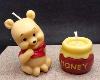 Set de Winnie the Pooh y tarro de miel para decorar velas de tarta de cumpleaños