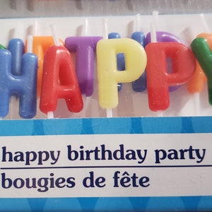 Velas de letras de feliz aniversário para topo de bolo 1", 2 cores que você escolhe