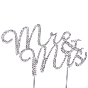 Mr & Mrs Rhinestone Birthday Cake Topper 4-3/4" X 3"