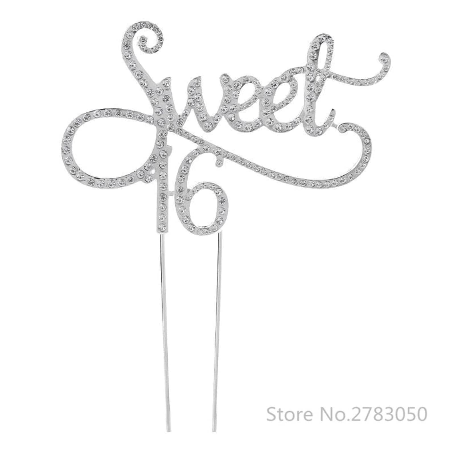 Sweet 16 Rhinestone Birthday Cake Topper 4-3/4
