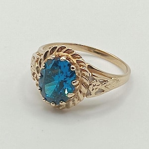 14k Diamonique by QVC  Icy blue cz cocktail ring