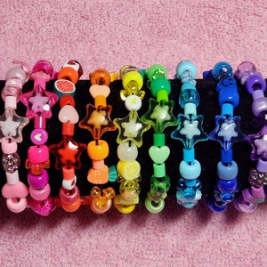 Kawaii Y2K Kidcore Cute Neon Rave Rainbow Random Pony Beads Kandi Bracelets Purple, Pink, Orange, Yellow, Green & Blue