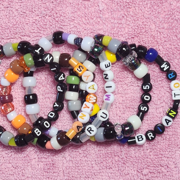 Arctic Monkeys B-Sides/Singles Album Inspired Kandi Beaded Pony Perler Bead Bracelet Edgy Cute AM, 505, Brianstorm, R U Mine?