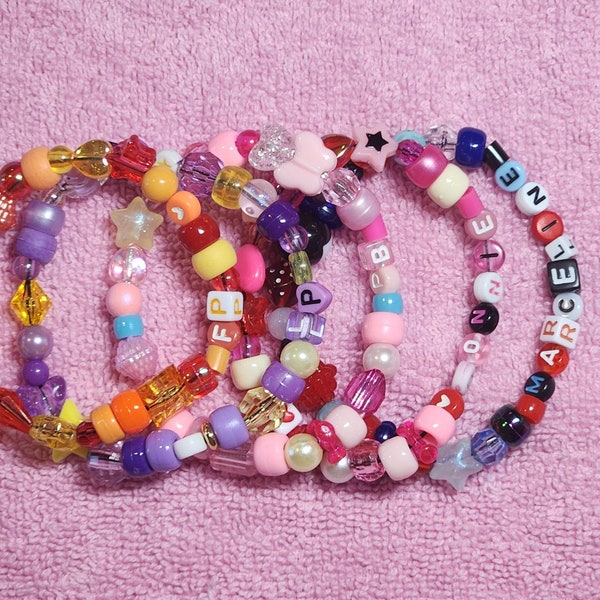 Cute Adventure Time Princess Inspired Fanart Kandi Pony Beaded Bracelets Flame, Marceline, Bubbline Alternative Cottagecore