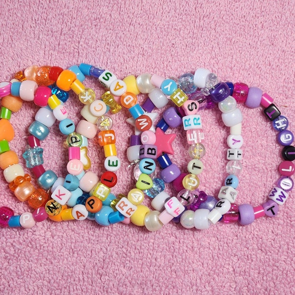 My Little Pony: Friendship Is Magic Inspired Pony Beaded Kandi Bracelets Kawaii Rainbow Kidcore Cosplay Rainbow Dash, Pinkie Pie, Fluttershy