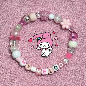 Sanrio Fanart Kandi Beaded Bracelet Cinnamoroll, Hello Kitty, Kuromi, Keroppi My Melody