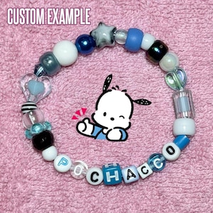 Sanrio Fanart Kandi Beaded Bracelet Cinnamoroll, Hello Kitty, Kuromi, Keroppi Custom