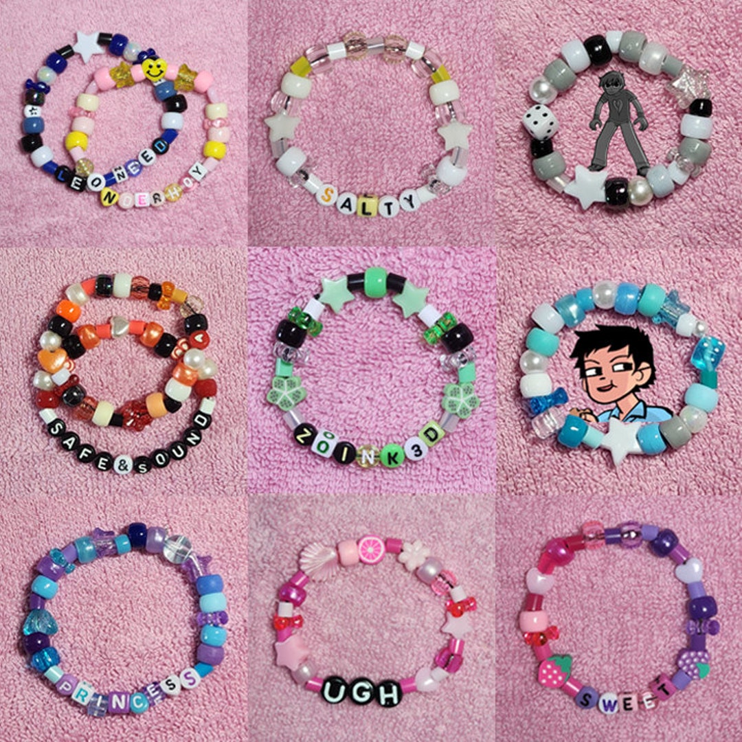 Custom Beaded Kandi Bracelets Personalized Cute Rainbow Friendship Pony