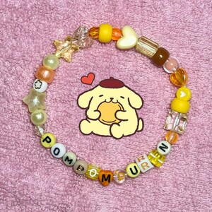 Sanrio Fanart Kandi Beaded Bracelet Cinnamoroll, Hello Kitty, Kuromi, Keroppi Pompompurin
