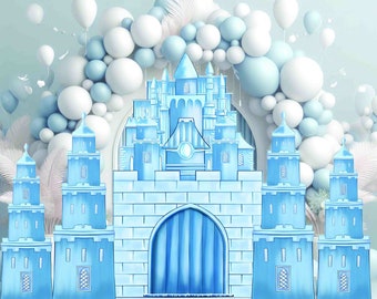 ES2944QS3 -ES2513FS Princess Castle 6ft h x 8ft w approx Custom order coroplast Party prop decor (no stand included)