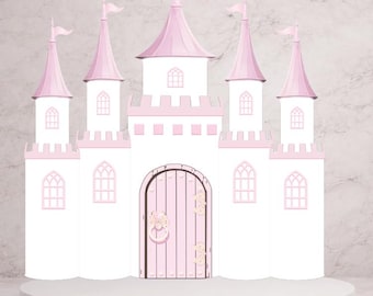 Princess Castle Backdrop 8ft x 8ft, Luxury 3D Party Decor, Large Fairytale Birthday Decoration, Event Planner Prop ES3778FS - ES3779FS