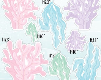 UP2356HS sea ocean coral Custom Order Coroplast cutouts props party decorations ( No stands or stakes included)