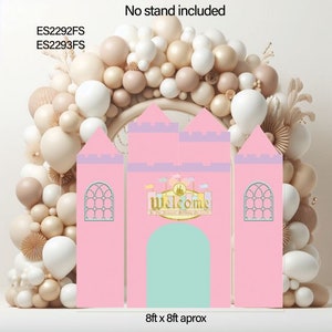 Princess Castle 8ft x 8ft Coroplast cutouts props party decorations ( No stands or stakes included)