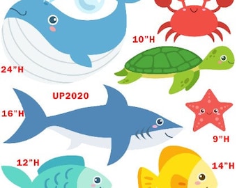 UP2020FS sea ocean Custom Order Coroplast cutouts props party decorations ( No stands or stakes included)