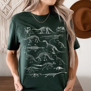 Dinosaur Skeleton Shirt, Paleontology Shirt, Dark Academia Clothing, Goblincore Clothing, Dinosaur Tshirt, T-rex Paleontology bones tee