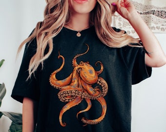 Octopus tshirt, Octopus art shirt, Ocean shirt, Kraken tee, Watercolor Octopus, Vintage octopus, Ocean conservation, Marine life shirt