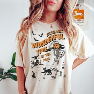 It&#39;s the Most Wonderful Time of the Year Halloween t-shirt, Vintage Halloween shirt, Black cat skeleton retro Halloween shirt, Halloween tee