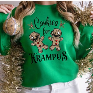 Krampus Sweater, Creepy Gingerbread Man Sweatshirt, Krampus Shirt, Halloween Christmas, Goth Christmas Sweatshirt, Dark Christmas