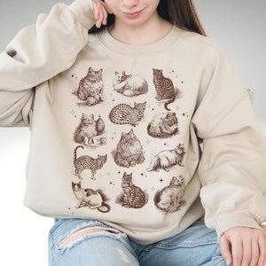 Cats sweatshirt, Cottagecore Cats Sweater, Cat Lover Gift, Cat mom Cat dad shirt, Aesthetic Cottagecore Shirt, Vintage Cat images shirt