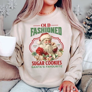 Vintage Santa Claus Cookies Christmas Sweatshirt, Retro Christmas Sweater, Sugar Cookies Christmas Shirt, Cookies for Santa Christmas Shirt