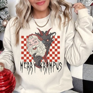 Christmas Krampus Sweatshirt, Merry Krampus Sweater, Vintage Krampus Shirt, Retro Krampus Sweater, Horror Christmas Krampus Sweatshirt