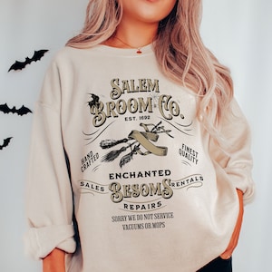 Halloween Sweatshirt, Salem Broom Halloween Sweater, Salem Broom Co Shirt, Vintage Halloween Shirt, Retro Salem Witches Shirt, Fall Sweater