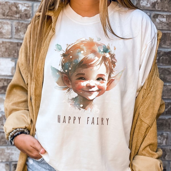 Fairy Shirt, Fairy tshirt, Happy Flower Fairy Shirt, Fairycore Clothing, Cottagecore shirt, Cute Forest Fairy, Magical Woodland Fairy Shirt