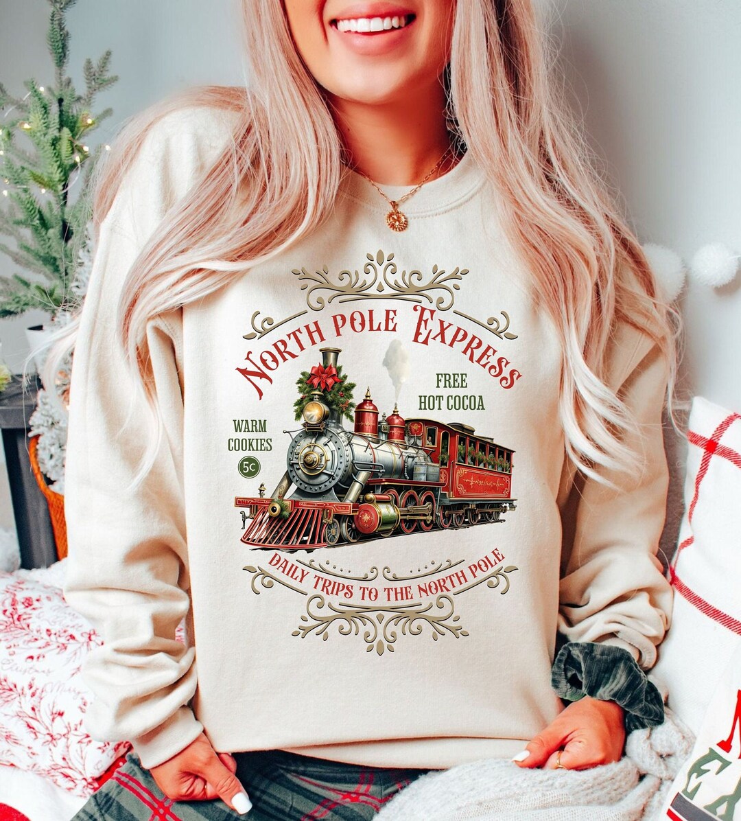 North Pole Express Sweatshirt, North Pole Train Shirt, Retro