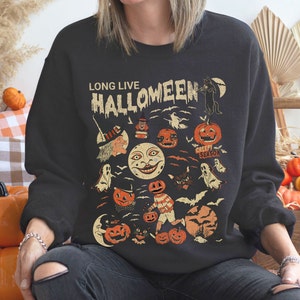 Halloween Sweatshirt, Long Live Halloween Shirt, Vintage Halloween Shirt, Black Cat Shirt, Retro Halloween, Spooky Season, Fall Apparel