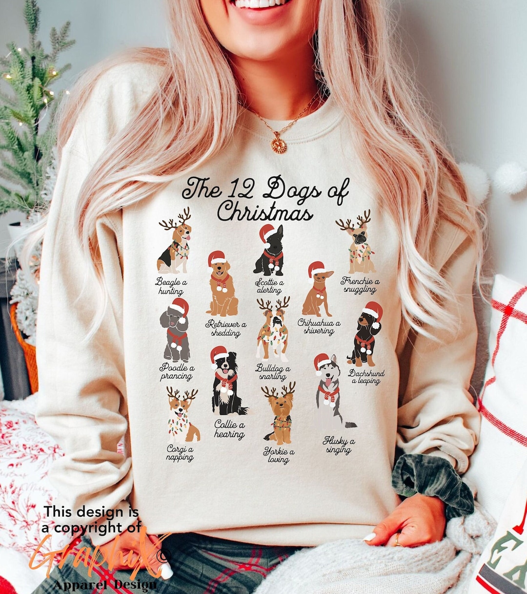 12 Dogs of Christmas Sweatshirt, Dog Mom Christmas Sweater, Cute Dog