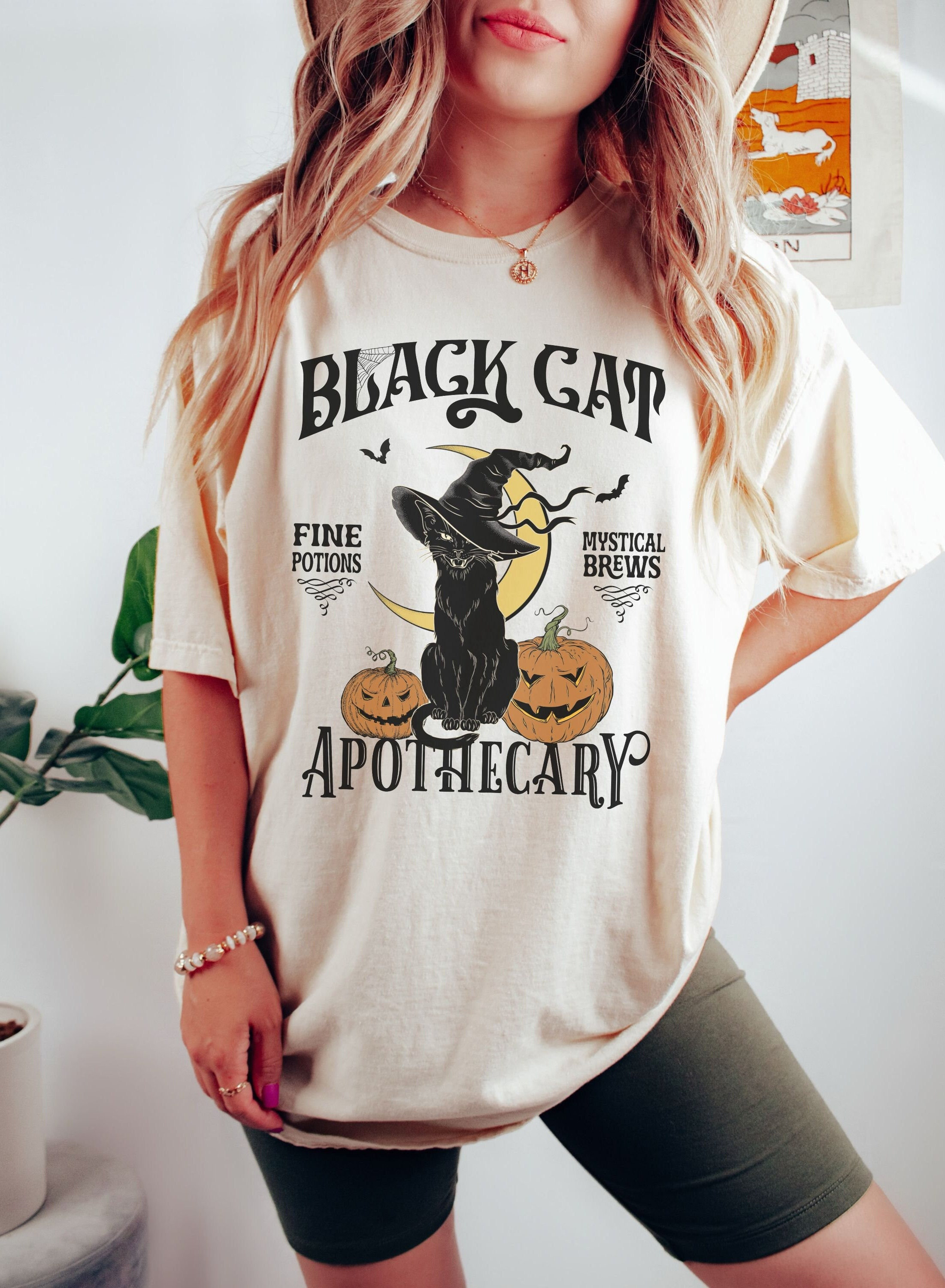 Halloween cat shirt womens outlet