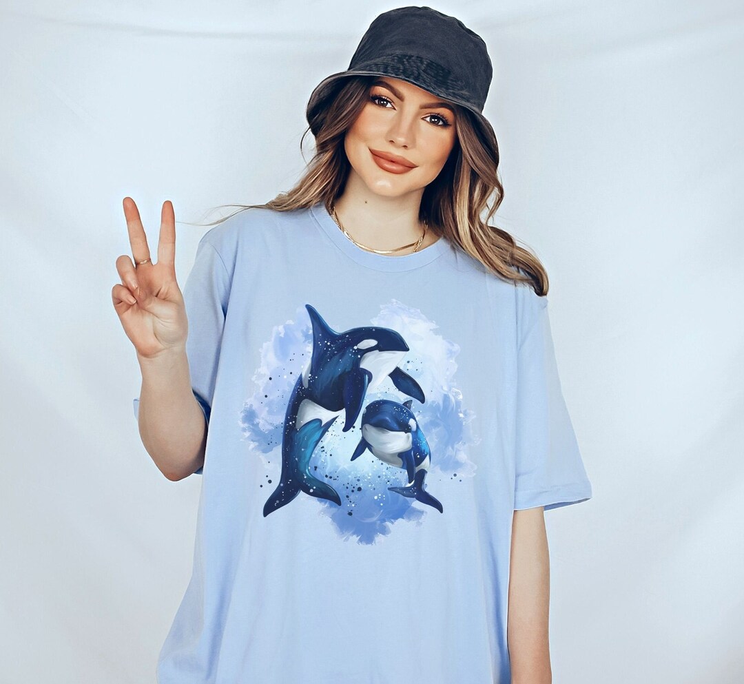 Orca Tshirt, Watercolor Ocean Whale Orca Shirt, Indie Shirt, Marine ...