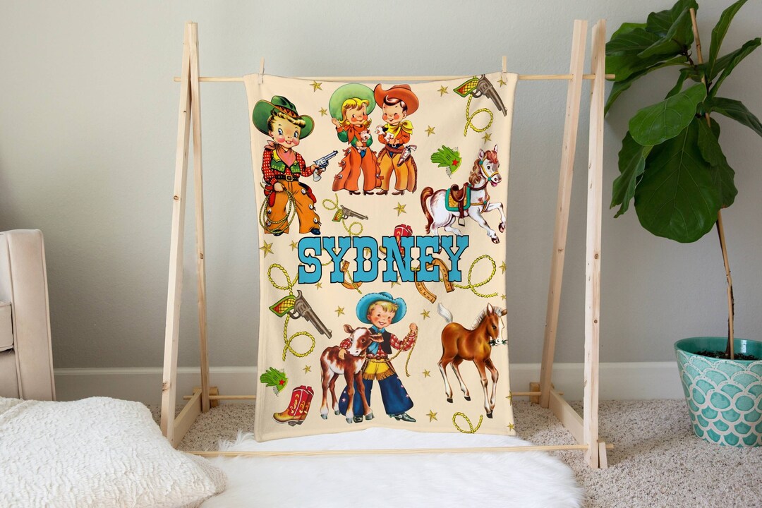 Cowboy Personalized Baby Blanket Custom Baby Blanket Baby Etsy