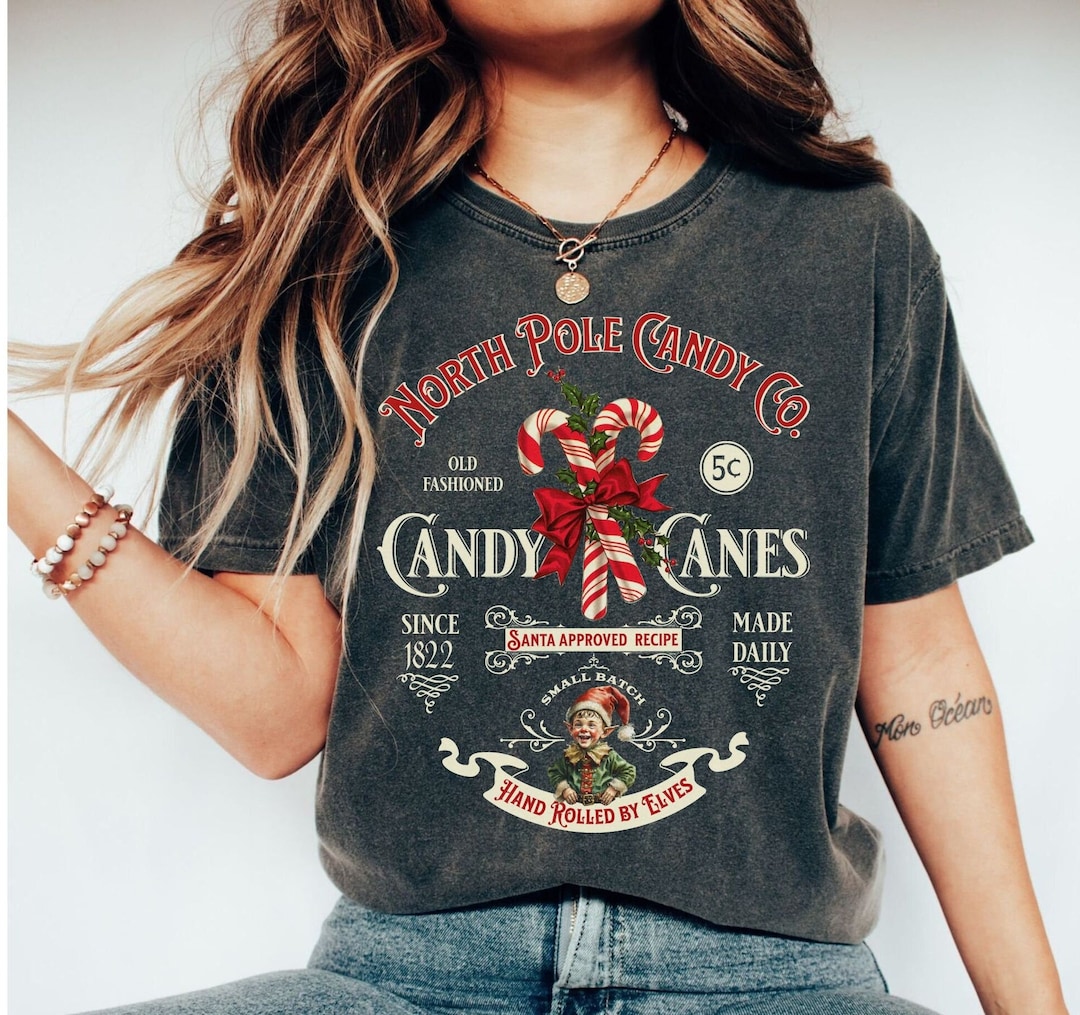 Candy Cane Christmas Shirt, Comfort Colors Retro Candy Cane Shirt